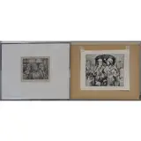 Kenneth Hayes Miller, Three Shoppers, 2 Etchings
