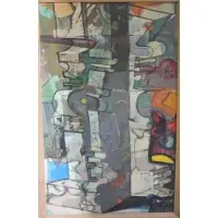 William H. Calfee, 48 lower right. William Howard Calfee, American, 1909-1995. From a Manhattan, NY estate. Dimensions: 38, Abstract Oil