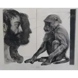 Pierre-Yves Trémois, Untitled, 1967 Aquatint of Man & Monkey