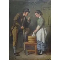 Charles H Cook, Charles Henry Cook, British, 1830 - 1906, Oil on Canvas Genre Scene