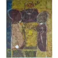 Sacha Thébaud, Likely oil and encaustic on canvas, Mixed Media/Canvas of Card Players