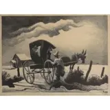 Gateside Conversation. by Thomas Hart Benton, Lithograph "Gateside Conversation." Pencil signed lower right, sold Dec 2012