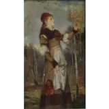 Richard Eisermann, Untitled, 19th C. Oil on Panel of Girl Among Birch Trees