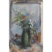 Miro Romagna, Miro Romagna, Italian, 1927 - 2006, Oil on Canvas Floral Still Life