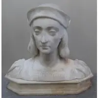 Aristide Petrilli, Gall Prof Petrilli Firenze on backside of base., Large Marble Italian Bust of a Renaissance Man