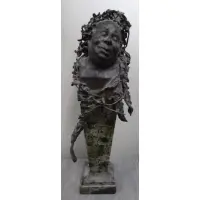 On a green stone plinth by Max Bachmann, Bronze Bust of Bacchus, sold Dec 2012