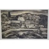 Eve Korrgen, The Farm., Charcoal on Brown Paper
