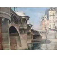 Robert Robert, Bridge Scene, Oil on Canvas