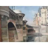 Robert Robert, Bridge Scene, Oil on Canvas