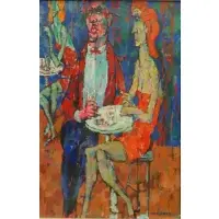 Cocktail Lounge. by Harry Sternberg, Oil on Board "Cocktail Lounge." Signed lower right, sold Nov 2012