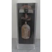 Joan Hall, Pharaoh., Mixed Metal Sculpture "Pharaoh." In an acrylic box with wood back
