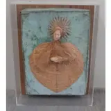 Joan Hall, The Virgin., Mixed Media Sculpture "The Virgin." In acrylic box with wood backing