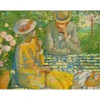 Enzo Russo, Impressionist Style O/B of a Couple on a Bench