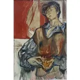 Jean Pascal, O/C Portrait of a Man Peeling an Orange