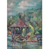 Ben Lassen, Benjamin Lassen, American, 1904 - 1968, Oil on Canvas Lake Scene