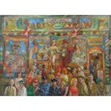 Jonah Kinigstein, Coney Island Side Show, On the Boardwalk., Oil on Panel "Coney Island Side Show, On the Boardwalk." Signed lower left