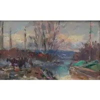 Albert Lebourg, Albert Charles Lebourg, French, 1849 - 1928, Oil on Panel Landscape