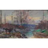 Albert Lebourg, Albert Charles Lebourg, French, 1849 - 1928, Oil on Panel Landscape