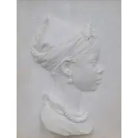 Charles Calverley, Little Ida, Marble Relief Portrait of an African American Girl