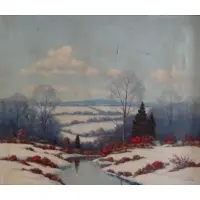 Francis Dixon, Francis Stillwell Dixon, American - New York, 1879 - 1967, Oil on Canvas Winter Landscape