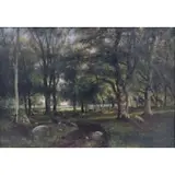 Johan Ericson, Johan Ericson, Swedish, 1849-1925, Oil/Canvas of Cattle in the Woods