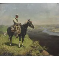 David B Conklin, In Newcomb-Macklin frame, Oil on Canvas of Cowboy