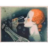 'Source Verdier. by Henry Le Monnier, Lithograph Poster ''Source Verdier." Signed and dated 1931 in the matrix upper left, sold Oct 2012