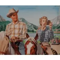 Phillip Dormont, Couple at Dude Ranch Illustration, Gouache/Board