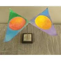 Balanced on pointed base by George Rickey, 1999 Polychrome Triangular Form Stainless Steel Sculpture, sold Sep 2012