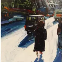 Tom Christopher, Tom Christopher, American - New York, b, Oil on Canvas Street Scene Signed and dated 93 verso