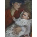 Arbit Blatas, Mother and Child., Oil on Canvas "Mother and Child." Signed lower right