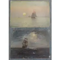 Untitled by William W Cowell, Two Oil on Paper Seascapes, sold Sep 2012