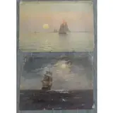 William W Cowell, Untitled, Two Oil on Paper Seascapes