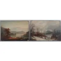 Alexander F. Loemans, Untitled, Two Oil on Board Landscapes