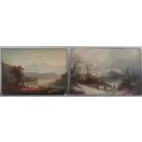 Alexander F. Loemans, Untitled, Two Oil on Board Landscapes