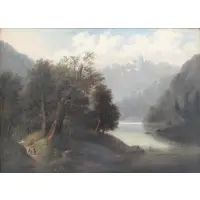 J. W Haas, Untitled, Oil on Canvas Landscape with Figures