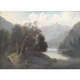 J. W Haas, Untitled, Oil on Canvas Landscape with Figures
