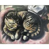 Umberto Romano, Umberto Roberto, Italian-American, 1905 - 1984, Oil on Canvas of a Cat