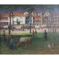 Paul Dartiguenave, O/C French Village Scene