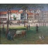 Paul Dartiguenave, O/C French Village Scene
