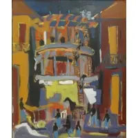 André Boucard, Constructions et Compositions., 1958 Oil/Masonite "Constructions et Compositions." Signed and dated lower right