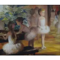 Harry Myers, Harry Myers, American, 1910 - c, Oil on Canvas of Young Ballerinas