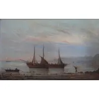 Natalie Burlin, Seaford., Oil on Panel "Seaford." Signed lower right
