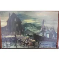 Stanley Sobossek, Stanley Sobossek, American, 1918-1996, Oil on Canvas Harbor Scene