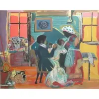 Romare Bearden, Quilting Time., Lithograph "Quilting Time." Pencil signed lower right, numbered 85 in an edition of 175