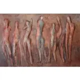 Jack Lubin, Gesso and oil on fiberglass, 1964 Mixed Media Relief of Figures