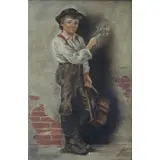 B.W Mayers, Late 19th C. O/C of a Newsboy