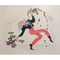 Uncle Sam. by Al Hirschfeld, Color Lithograph "Uncle Sam." Pencil signed lower right, sold Jun 2012