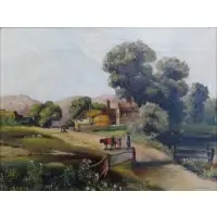 Alfred H. Vickers, Country Scene with Cows, Oil on Canvas