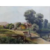 Alfred H. Vickers, Country Scene with Cows, Oil on Canvas